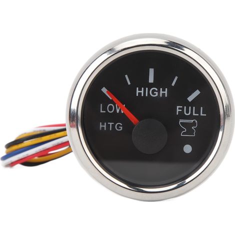 Ortviai Jauge de Niveau pour Réservoir d’Eaux Usées 52 mm, 9-32 V, 0-190 Ω, Cadran Noir et Cercle Argenté, Rétroéclairage RGB