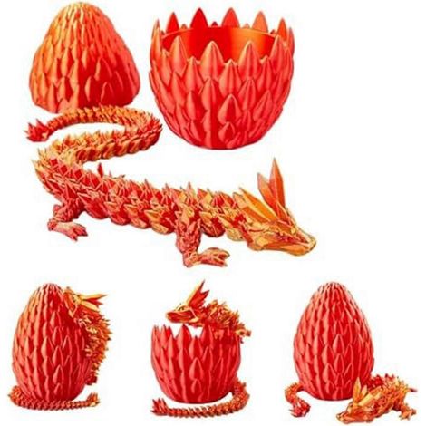 Œuf de Pâques, jouet dragon de 30 cm, œufs de dragon avec dragon à l'intérieur, doré (1/5)