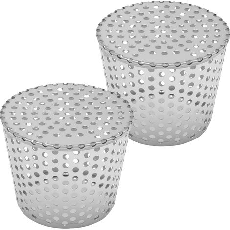 Lot de 2 grilles de protection anti-feuilles en acier inoxydable 90-110 mm pour gouttières et tuyaux de descente, avec couvercle pour drain de toit plat (1/5)
