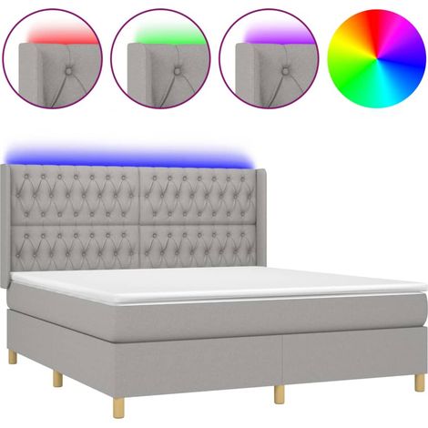 Maison Exclusive - Letto a Molle Materasso e LED Grigio Chiaro 180x200 cm Tessuto (1/5)