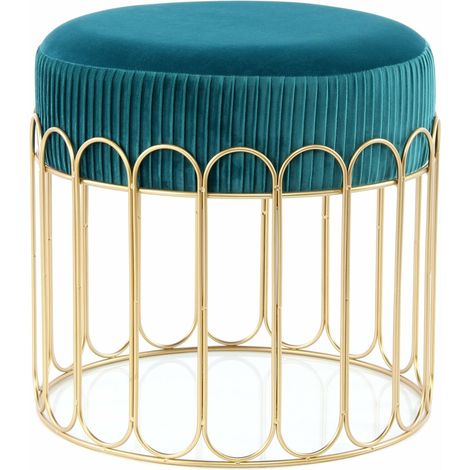 Tabouret cleopatra 425 - Bleu pétrole, or (1/5)