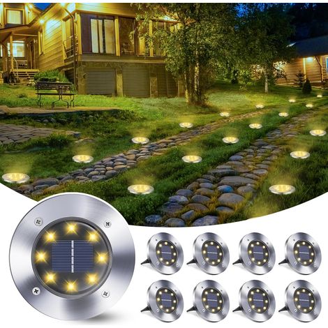 8 LED Lumière Étanche Blanc Chaud, Lampe Solaires Extérieur Au Sol Jardin IP65, Pelouse Solaire Lumière Decorative (8 Pièces) (1/5)
