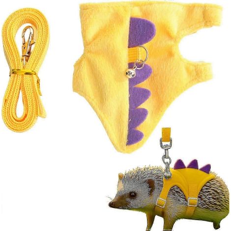 Harnais et laisse réglables pour hérisson avec clochette de sécurité, harnais et laisse en forme de dinosaure pour l'entraînement et le jeu, vêtements pour hamster, furet, cochon d'Inde et hamster (1/5)