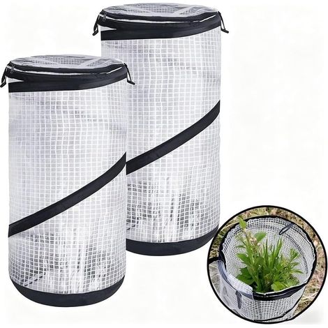Mini Gewächshaus PVC 29 6 x 59 9 cm Frostschutz Schwarz Weiß, 2 Stück – robust durch die kalte Jahreszeit (1/5)