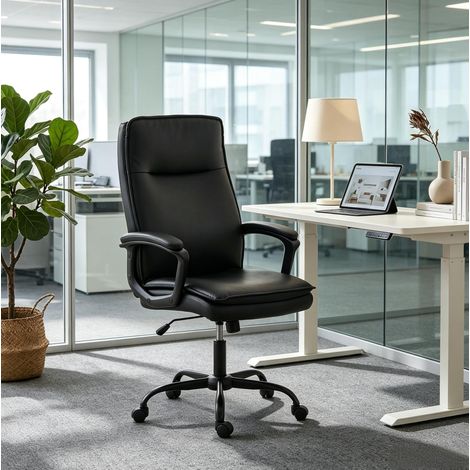Chaise de bureau gaming ergonomique noire, hauteur réglable HAVRYA (1/5)