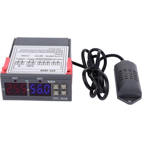 Misuratore digitale STC-3028 con regolatore di temperatura e umidità e sensore integrato (12 V) (1/5)