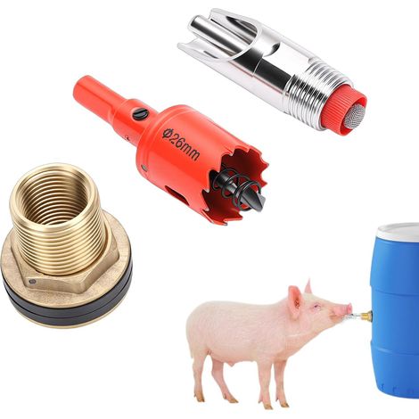 Abreuvoir pour Porcs, Abreuvoir Automatique en Acier Inoxydable avec Connecteur et Foret, pour Porcs, Kit de Baril, pour et Bétail (1/5)
