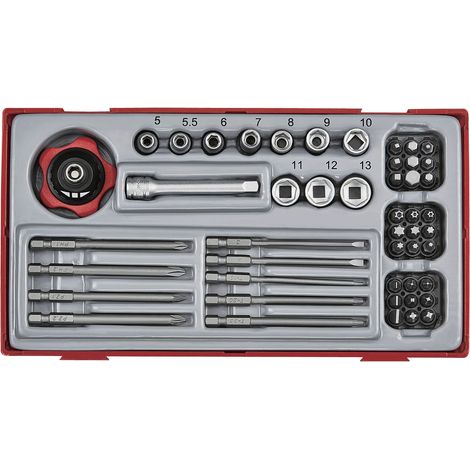 Jeu de douilles/embouts TT1 tray 1/4 Plat- PH- PZ- HEX- TX-- rob 48 pièces Teng Tools TT1448