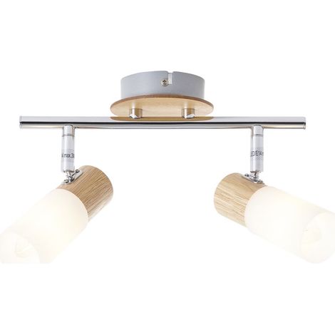 BRILLIANT lampe Babsan spot tube 2 lumière bois clair / blanc  2x C35, E14, 3,5W, adapté aux lampes à bougie (non incluses)  Échelle A ++ à E  Têtes pivotantes (1/5)
