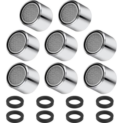 8-teiliger M22-Wasserhahn-Luftsprudler Edelstahl-Wasserhahn-Luftsprudler wassersparender Wasserhahn-Luftsprudler mit Filter inklusive 8 Pads für (1/5)