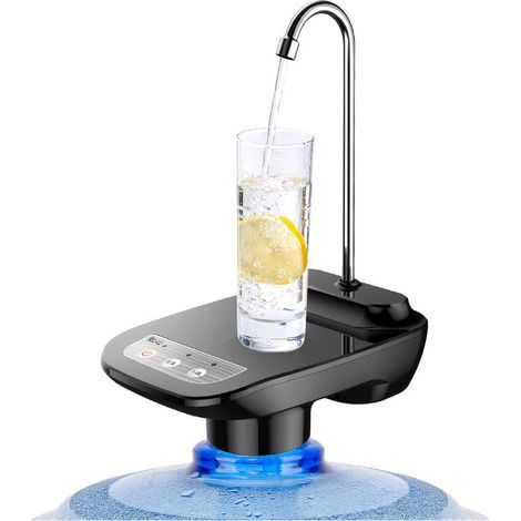 Pompe à bouteille d'eau automatique pompe à eau potable distributeur d'eau électrique portable avec plateau volume fixe 300 ml/1000 ml universel 2-5 gallons pour bureau de camping (1/5)