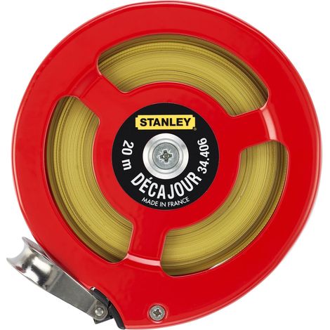 Stanley – Mètre déroulant 20m x 12.7mm – Boîtier en acier époxy résistant – Ruban acielak anti-abrasion – Sortie tangentielle – 34406