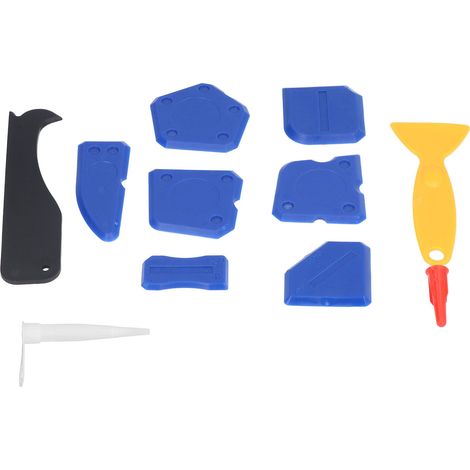 Kit de 11 grattoirs à colle + raclette d'angle + spatule + buse de colle, outillage complet pour surfaces et finitions (1/5)