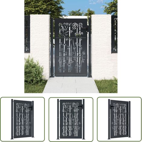 The Living Store Gartentor Anthrazit 105x155 cm Stahl Bambus-Design - Gartentor - Metalltor - Stahltür - Zaun - Einfahrtstor (1/5)