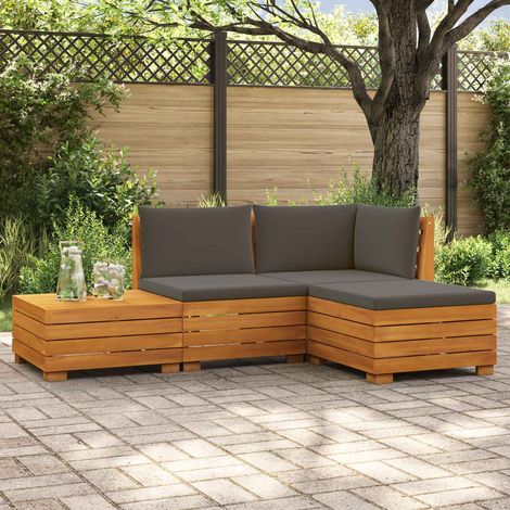 vidaXL Ensemble de canapés d'extérieur avec coussin 4 Pièce Marron