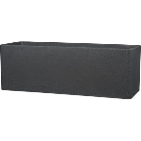 Scheurich Alea Box 80, Pflanzgefäß/Blumentopf/Pflanzkasten, rechteckig,  aus Kunststoff Farbe: Schwarz-Granit, 79,5 cm Breite, 29 cm Tiefe, 27 cm hoch, 35,5 l Vol.
