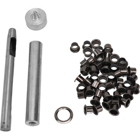 50 rivets en cuir, œillets ronds à trou intérieur, avec 3 outils pour loisirs créatifs, 6 mm / 0,24 po (1/5)