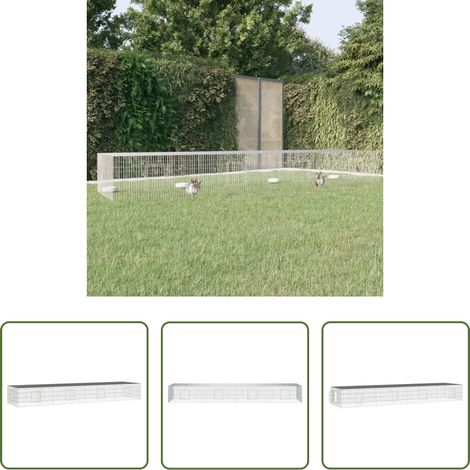 vidaXL Cage en fer galvanisé -  Cage à lapin 4 panneaux 433x109x54 cm Fer galvanisé (1/5)