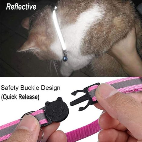 Collier pour chat réfléchissant avec boucle de sécurité et clochette ajustable pour chaton et chat (1/5)