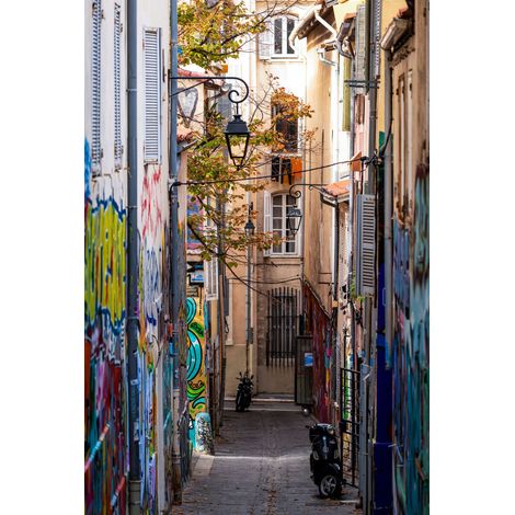 Tableau sur toile ruelle de Marseille 45x65 cm - Impression sur Toile Murale Décorative - Image imprimée en HD sur Toile - Toile sur Châssis en Bois FSC - Fabriqué en France (1/4)