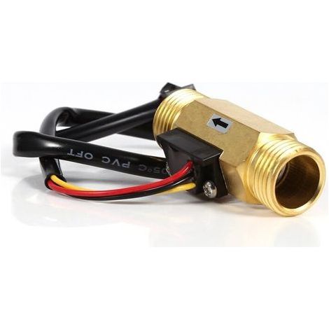 Wasserdurchflusssensor, Durchflussmesser, Wasserdurchflussschalter, 60 mm, G1/2 Zoll Kupferdraht, Flüssigkeitsmesser 1–30 l/min (1/4)