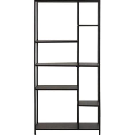 Bibliothèque scandinave en métal noir 6 tablettes - HARLOW (1/5)