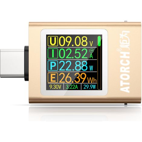 Testeur USB C Meter de Tension, Multimètre Numérique 4.5-50V 0-12A Type C Voltmètre, Ampèremètre, Wattmètre, Détecteur de Charge pour Chargeurs, Téléphones, Ordinateurs et Appareils (AT085) (1/5)