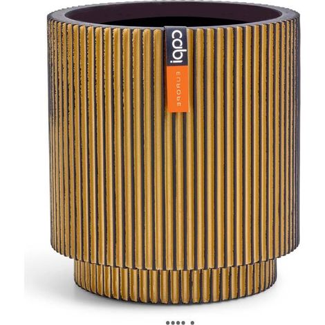 Superbe pot Groove doré forme cylindrique en plastique H 35 cm Doré - dimhaut: H 35 cm - couleur: Doré