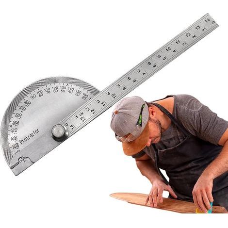Rapporteur d'angle, Détecteur de règle d'angle en acier inoxydable, Règle de travail du bois, outil de mesure d'artisan, rapporteur mathématique pour mesurer l'angle (1/4)
