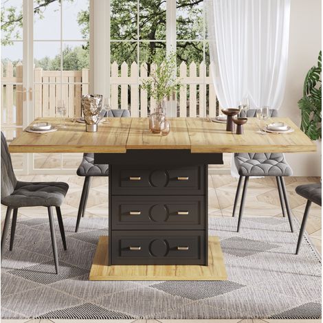 tavolo pranzo 110 140 allungabile con cassetti naturale OKMYHOME (1/5)