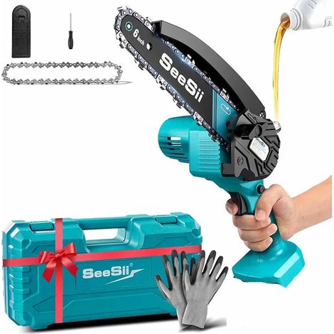 6 ''Mini tronçonneuse sans fil 15.2 cm scie électrique Rechargeable travail du bois scie d'élagage de jardin pour Makita 18V batterie broche, Sans batterie (1/5)
