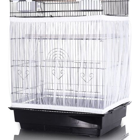 Housse extra large en filet pour cage à oiseaux - 40 x 150-220 cm - Blanc - Accessoires pour cage à oiseaux - Anti-poussière - Perruches ondulées (1/5)