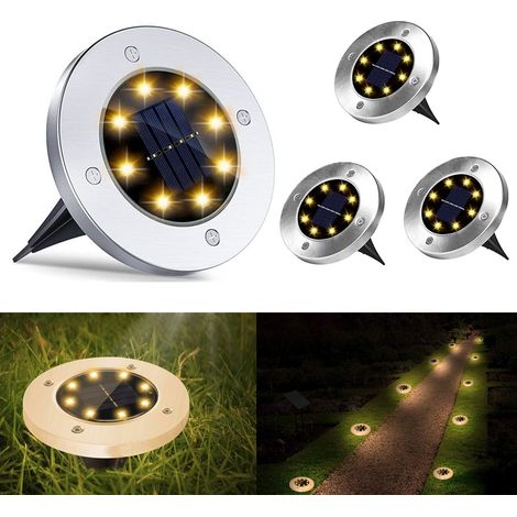 Lumières imperméables extérieures solaires de jardin de paysage de 4 pièces, lumières solaires au sol, jardin, pelouse, lumières solaires extérieures (1/5)