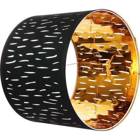 Abat-jour tambour noir, 2 pièces, 33 cm haut/diamètre, design ajouré, pour lampes de table, sol ou suspension. (1/5)