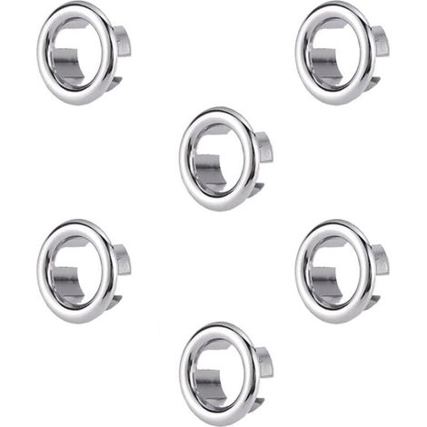 Anneaux de trop-plein argentés, diamètre extérieur de 3 cm, lot de 6 couvercles de trop-plein pour lavabos de salle de bain et de cuisine (1/4)