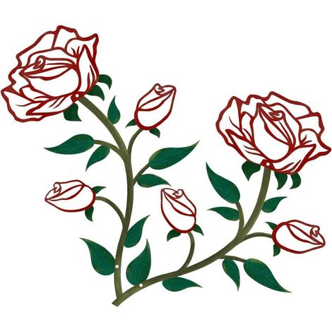Metall-Wanddeko Rosen-Design 38cm, 2er-Set Rot/Grün, für Innen & Außen (1/5)
