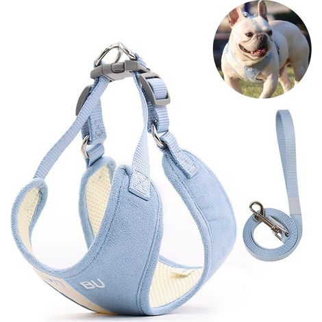 Laisse pour animaux de compagnie, suède souple, sangle de poitrine pour chien, couleur assortie et respirante, sangle de poitrine pour animaux de compagnie jaune XL (1/5)