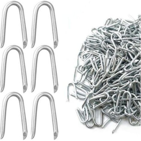 Clou en U pour Grillage 500g(Environ 350 pièces), 25mm Crampillon Cloture Galvanisés, Agrafe Grillage pour Grillage Cloture, Grillage a Mouton, Piquet Cloture Grillage