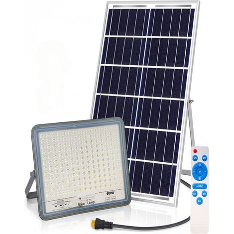 Faro a led 600W, pannello solare con sensore crepuscolare e telecomando, IP 67 (1/5)