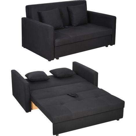 Sofá cama convertible de 2 plazas (2 en 1) con 2 cojines y compartimento de almacenamiento integrado, 152 x 101 x 81 cm, gris oscuro. (1/5)