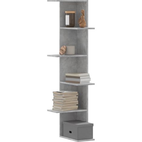 Wand-Eckregal Betongrau 36,5x36,5x140 cm Holzwerkstoff