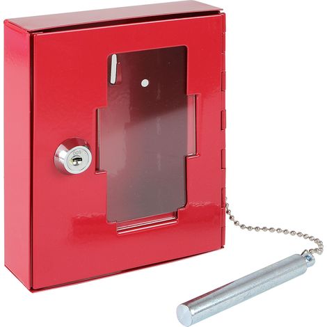 HMF 1021-03 Notschlüsselkasten mit Glasbruchhammer, 15 x 12 x 4 cm, RAL 3001 Signalrot (1/4)