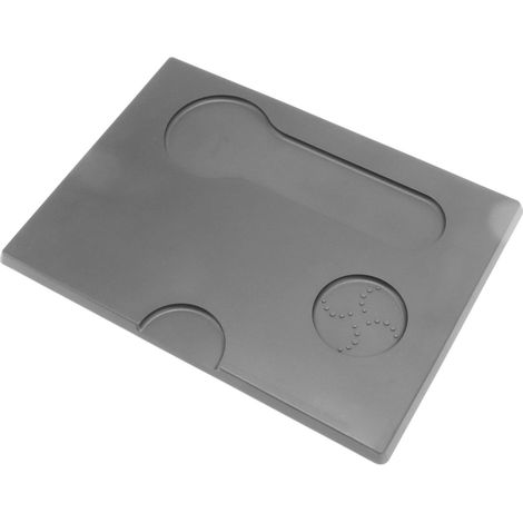 Tapis de tasseur à café multifonctionnel antidérapant en PVC, support pour porte-filtres, idéal pour la maison, la cuisine, le bar ou le magasin (gris). (1/5)