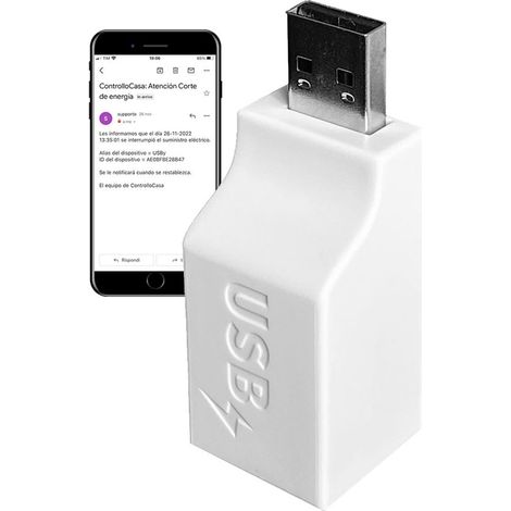 CONTROLLOCASA "USBy" Rilevatore mancanza elettrica USB per impianti domestici (5V) 56x23x22mm colore bianco