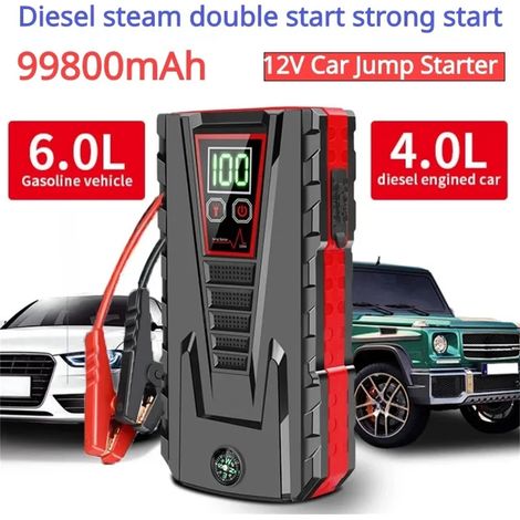 Démarreur de Voiture 12V, Booster Batterie Voiture, Chargeur de Batterie Voiture, Batterie Externe 99800mAh, Jusqu'à 6L Gaz ou 4L Diesel (1/5)