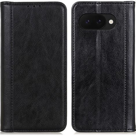 Funda tipo libro de piel dividida para Google Pixel 9A, color negro. (1/5)