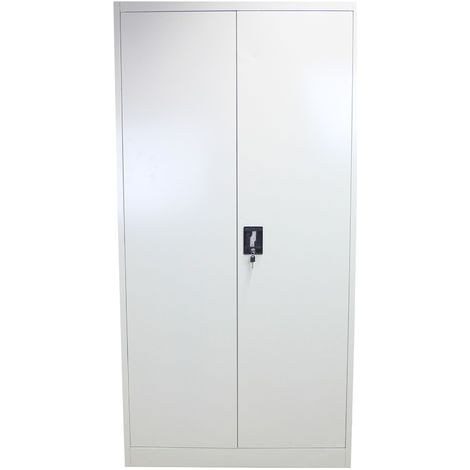 Cajonera Gris Claro de Metal con 2 Puertas y 4 Estantes Ajustables  180cm x 90cm x 40cm  Mueble para oficina  Almacenamiento para el hogar  Armario  Taquilla (1/5)