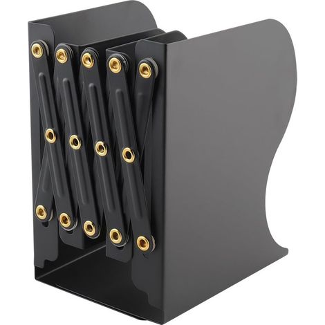 Buchstütze, ausziehbare Buchstützen, verstellbarer Buchkeil aus Metall für Arbeitszimmer, Schlafzimmer, Büro (Schwarz) (1/5)