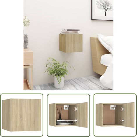 The Living Store Nachttisch Sonoma-Eiche 30,5x30x30 cm Holzwerkstoff - Nachttisch - Holznachtisch - Wohnzimmer Deko - Sideboard - Regal (1/5)