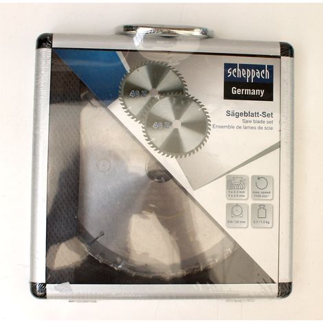 scheppach 7901201706 Kit de lames de scie radiale HM140L, idéal pour couper des palettes en MDF, stratifiés, bois tendre et dur, plastiques, aluminium et métaux non ferreux, 216 x 30 x 2,8/40 Z